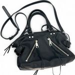 Rebecca Minkoff Moto Satchel Tote, Black Purse Crossbody Bag Top Handle Leather Photo 0