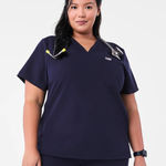 FIGS  Catarina One-Pocket Navy Blue V-Neck Shirt Short Sleeve Top Scrub Tech Photo 0