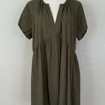 Universal Threads Universal Thread Linen Blend Olive Green Short Sleeves Shift Dress, Sz Large Photo 0
