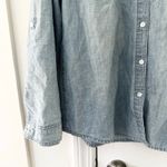 Chico's Platinum Denim Light Chambray Button Down Embroidered Lace Shoulders 1 Photo 2