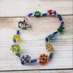 Vintage Bracelet / Bangle Child's Small Beaded Flower Bracelet Photo 2