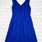 Maeve - ANTHROPOLOGIE Blue Purple Averie Jacquard Aztec Fit & Flare Dress Size 2 Photo 8