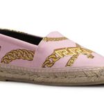 Versace Pink & Gold Chain Graphic-Print Canvas Slip-On Espadrilles Photo 0