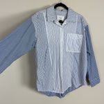 American Eagle Nautical Womens Blue Striped Collared Shirt Size Medium Photo 2