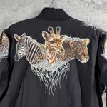 Carina Bomber Jacket Womens S Black Embroidered Sequin Lion Tiger Animal Vintage Photo 7