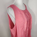 Elle  Pink Swiss Dot Sleeveless Blouse Size Large Pink Semi-Sheer Ruffle Top Photo 3