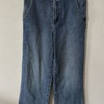 American Eagle Wide Leg Crop Jeans Women's Size 8XLong Medium Wash Elastic Waist Photo 0