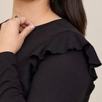 Torrid  Black Classic Fit Signature Jersey Crew Neck Ruffle Shoulder Tee Photo 2