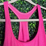 Lululemon Racer Back pink tank top with gray stripes and scalloped edges, Sz 6 Photo 1