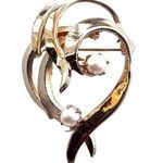 Brooks Vintage 3D plume and cultured pearl brooch. Photo 0