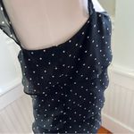 ZARA Basic Black Polka Dot Ruffle Chiffon Top - Size L Romantic Coquette Photo 8