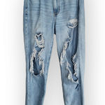 American Eagle  Ripped Mom Jean High Rise Destroyed Straight Leg Jeans 4 Photo 0