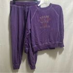 Old Navy Women's Long Sleeve Crew Neck Purple Vintage Graphic Print Sweatshirt Outfit Photo 2