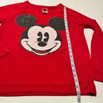 Disney Womens Size Medium 7 - 9 Red Mickey Mouse Face Clear Sequin Sweatshirt Photo 5