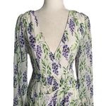 Here Comes the Sun  Faux Wrap Mini Dress S White V Neck Lined Sheer Sleeves Zip Photo 1