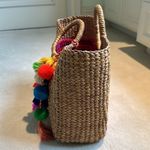 JadeTribe Square Basket Handbag Purse in Pink with Fringe Tassel Tan Photo 3