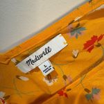 Madewell Silk Painted Carnations Floral Ruffle Sleeve Blouse Gold Yellow Photo 7