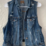 American Eagle  WOMEN BLUE BUTTON UP DENIM JEAN VEST HIPPIE BOGO FESTIVAL; XL Photo 0