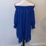 Fashion Collection blue open flower off shoulder mini dress Size XL Photo 4