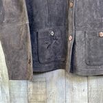 Dressed by David Dart Large Brown Embroidered 100% Genuine Leather Button Jacket Photo 3