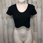 Love j Julia by  Pearl Hem Black Crop Top Small Photo 0