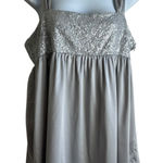 New York & Co Women Top 8 Silver Sequins Flowy Babydoll Dressy Glam Glitz Retro Photo 0