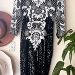 Vintage SWEELO sequins pearl silk maxi dress formal pageant‎ SIZE MEDIUM Black Photo 0