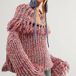 Free People  FP One Kinsley Fringe Cowlneck Sweater Size Small NEW Photo 0