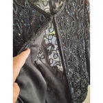 Sténay Womens M Black Beaded Sequin Evening Jacket Paisley Formal Silk Elegant Size M Photo 7