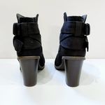 JustFab 6 Branlee Boot Black Vegan Suede Ankle Bootie Shootie Block Heel Buckles Photo 6
