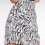 Nasty Gal White & Black Herd The News Zebra Print Wrap Mini Skirt Size 6 Photo 1