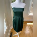 EXPRESS  Forest Green Satin Strapless Pleated Mini Dress Size 4 Photo 12