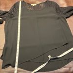 Skies Are Blue  Black Blouse XLP Lace Crochet Sleeve‎ Back Detail Classic Career Photo 12