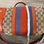 Gucci Purse Monogram Vintage Web Small Boston Orange Blue Shoulder Bag Rare Photo 9