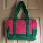 Quacker Factory Quack Factory terry cloth bag in pink/green combo with polka dot lining. GUC. Photo 2