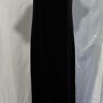 Oleg Cassini Vintage 80s Black Velour Sleek Maxi Dress Goth Emo Witchy Retro M Photo 0