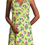 Lands' End Lands’ End Swim Dress Wrap Top Skirt Yellow Tropical Floral Women’s Size 12 Photo 0