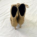 NEW Tan Cream High Heel Buckle Ren Fair Witchy Wench Platform Lace Up Boots 7.5 Photo 3