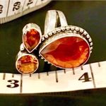 Artisan  Golden Orange Topaz Silver Ring Sz 6.25 Photo 3