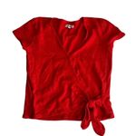 Madewell  Women's 2XS Red Wrap Side Tie Short Sleeve Blouse Casual Photo 0