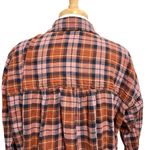 Anthropologie Boxy Distressed Cropped Plaid Button Front Shirt size Small Photo 4