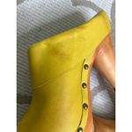 Seychelles Anthropologie  yellow leather mules wooden platform heel, size 7.5 Photo 9