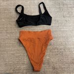Aerie  Black Scoop Neck Top & Burnt Orange Hi-Rise Swim Bikini Bottoms Small Photo 1