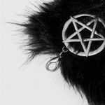 Black Faux Fur Choker with Silver Pentagram Accents Photo 2