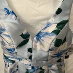 Sequin Hearts : Blue/White Flower Dress- Open Back with zipper back- tulle hem- 9 Photo 6