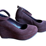 Cordani‎ Chunky Suede Wedge Sandals 38/7.5 Closed Toe Brown Platform Ankle Strap Photo 0