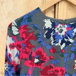 Fossil  Grey 100% Silk Sheath Dress with Bold Multicolor Floral Print Photo 2