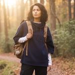 UGG  Astrid Poncho Navy Blue Cowl Neck 3/4 Sleeve Pullover Sweatshirt Women M‎ L Photo 1