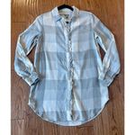 Aerie  grey plaid ruffled button down size xs Photo 6