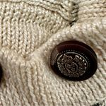 Cream Knit Sweater with Button Accents Vintage 90’s Hand Loomed High Neck Cozy Black Size L Photo 3
